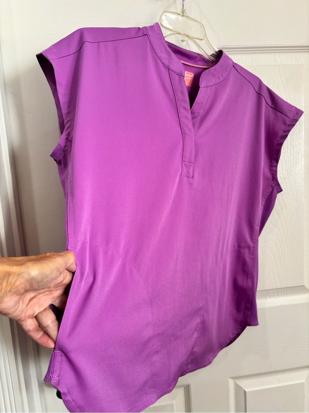 Ava Therese Split-Neck Scrub Top in Bright Purple - Picture 6 of 7